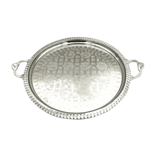Moroccan Handmade Tea Serving Tray Silver Brass